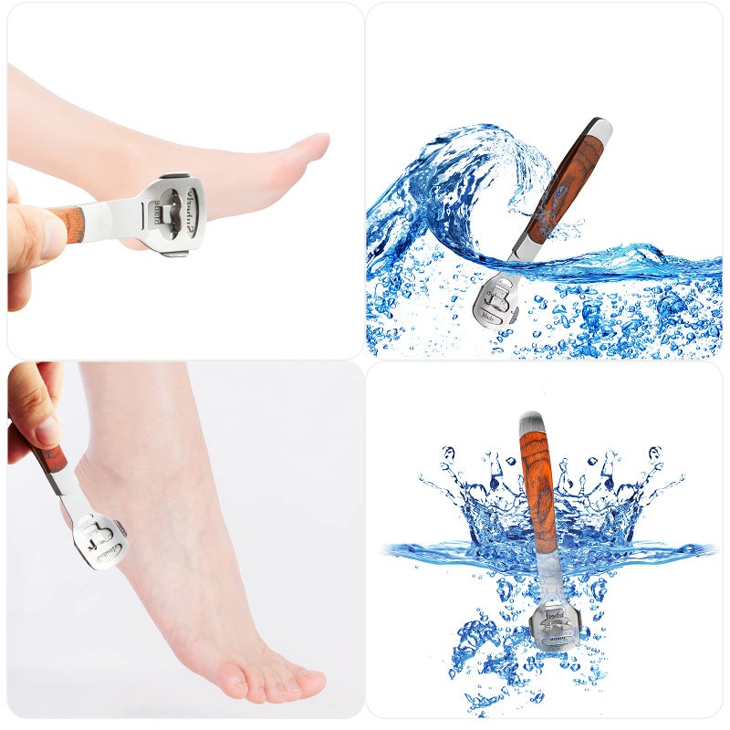 Jutoe 52Pcs Callus Shaver Set 1Stainless Steel Foot Razor Wooden Handle with 50Replacement Slices Blades and 1Foot File Head Foot Care Tools Foot Shaver Callus Remover Hard Dry Skin Remover for Hand Feet - Image 5